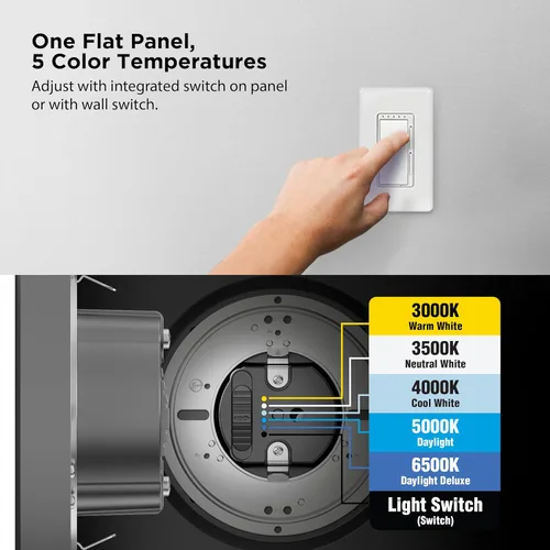 Miniatura 9 de Feit Electric LED Ceiling Downlight, Dimmable Flat Panel Ceiling Light with Color Selection (5CCT), TP24 Adapter Included