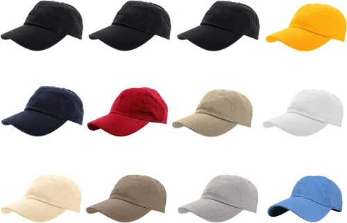 Miniatura 40 de Gelante Gorras de béisbol 100% algodón liso en blanco tamaño ajustable al por mayor a granel de 12