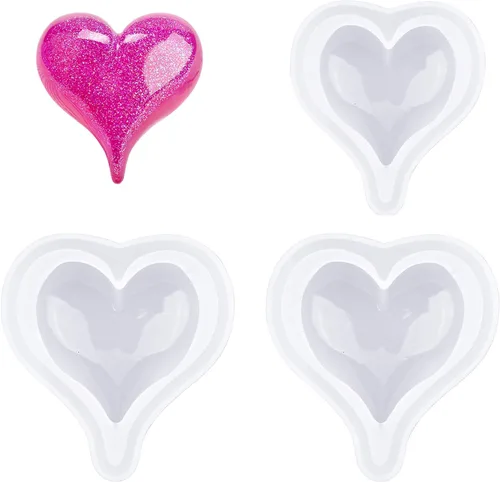 Miniatura 8 de WANDIC Moldes de silicona – 2 moldes de jabón 3D en forma de corazón para manualidades de jabón hechas a mano y resina