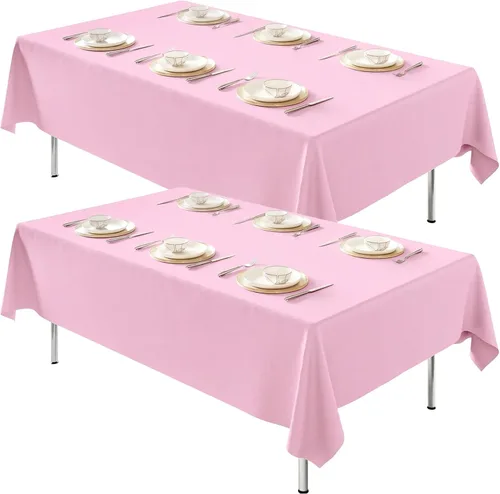 Miniatura 16 de Fixwal Paquete de 2 manteles rectangulares negros de 60 x 102 pulgadas, reutilizables, resistentes, lavables, para mesas de 6 pies, bodas, fiestas