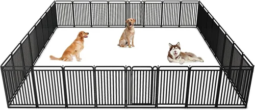 Miniatura 12 de Corralito para perros versión gruesa, vallas de 32 pulgadas para el patio, corral portátil para perros grandes, medianos y pequeños, parque