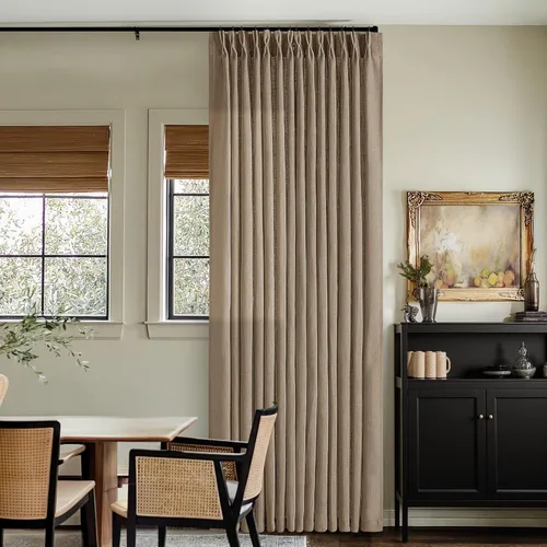 Miniatura 42 de Cortinas de lino natural con pliegues fruncidos de 120 pulgadas de largo para sala de estar, cortinas plisadas con ganchos y lengüeta trasera