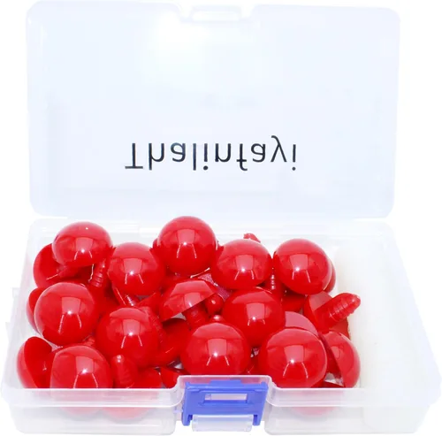 Miniatura 5 de Thalinfayi - 60 ojos de seguridad y arandelas seguras para ganchillo Amigurumi - Ojos de seguridad de plástico grandes de 0.945 in, ojos de Rojo