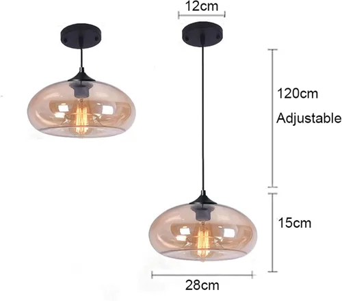 Miniatura 5 de Iluminación colgante de cristal industrial vintage de 11 pulgadas, 1 luz de granja, loft bar, lámpara colgante de techo, isla de cocina, comedor