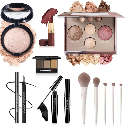Miniatura 9 de Kit básico de maquillaje de ojos para mujeres, sombra de ojos neutra de los años 90, polvo de cejas, plantillas de cejas, guías de delineador
