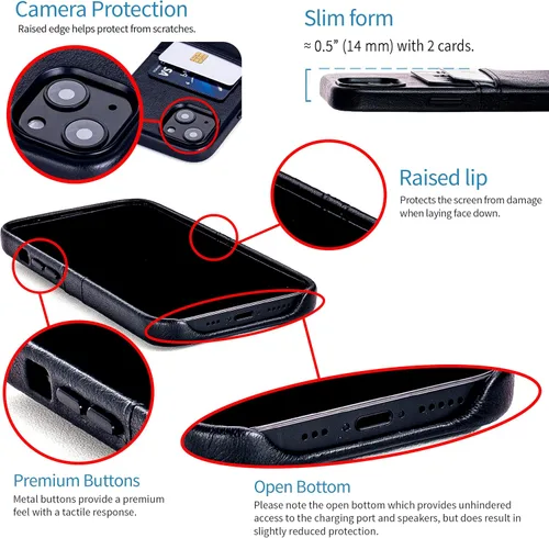 Miniatura 4 de Dockem Funda tipo cartera para iPhone 13 con placa de metal integrada para montaje magnético y 2 bolsillos para tarjetas de crédito: Exec M2, piel