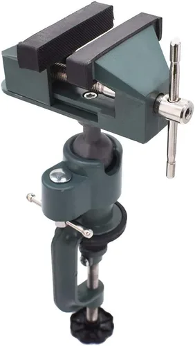 findmall Prensa de Mesa Universal de 3" de Aluminio Giratoria de Banco, Rotación de 360 Grados, Apta para Sostener Piezas Pequeñas en Joyería, Verde