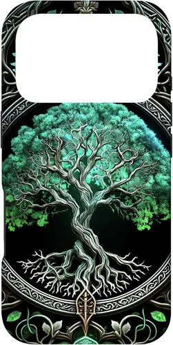 Miniatura 29 de Funda para iPhone 11 Pro Max Tree Of Life Yoga espiritual celta vikinga, verde y negro