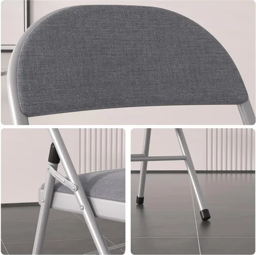 Miniatura 5 de VECELO Paquete de 4 sillas plegables acolchadas, asiento y respaldo acolchados cómodos con marco de acero, para oficina, interiores y exteriores