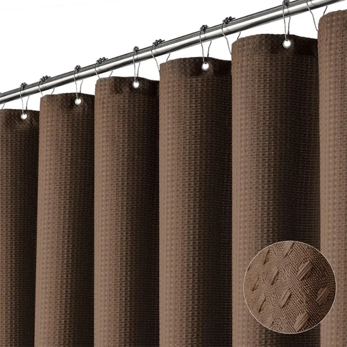 Miniatura 12 de Dynamene cortina de ducha de lino burdeos - cortinas de tela de nido de abeja texturizadas y resistentes para baño, 256GSM, juego de cortinas