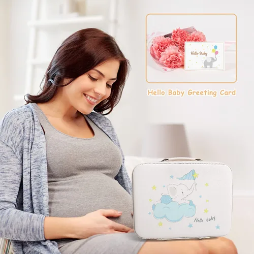 Miniatura 7 de iAOVUEBY Regalos de baby shower, regalos de bebé, juego de regalo de Navidad para recién nacidos, manta de bebé esencial de elefante, sonajero