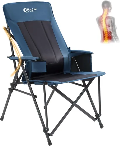 Miniatura 11 de Portal Silla de camping con soporte lumbar para adultos, plegable, portátil, respaldo alto, de gran tamaño, 400 libras