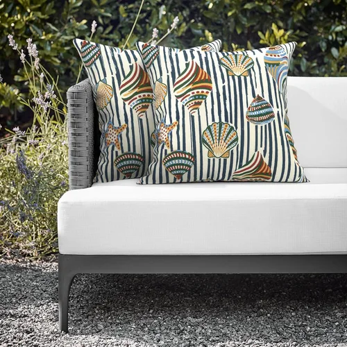 Miniatura 856 de Juego de 2 almohadas para exteriores de 16 x 16 pulgadas, repelentes al agua con interiores, para muebles de patio, hogar, jardín, geometría bohemia