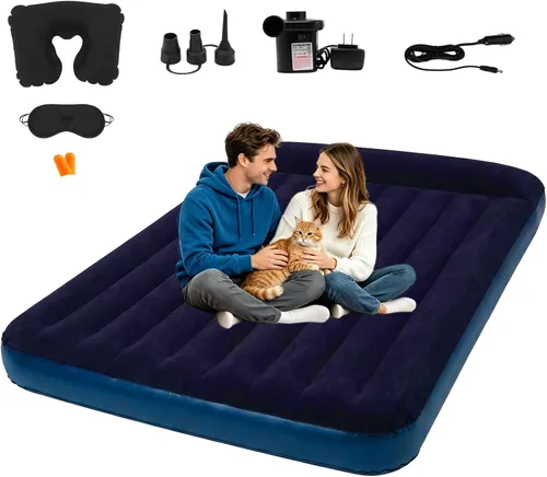 Miniatura 8 de Onirii Colchón de Aire Individual Tamaño Twin para Camping con Bomba de Aire, Colchón de Aire Inflable, Cama Inflable Portátil Engrosada, Gris
