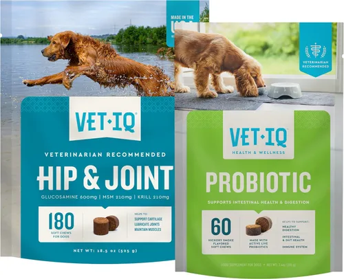 Miniatura 15 de VetIQ Suplemento de glucosamina para cadera y articulaciones para perros, 60 masticables suaves, suplemento de apoyo articular con MSM y krill