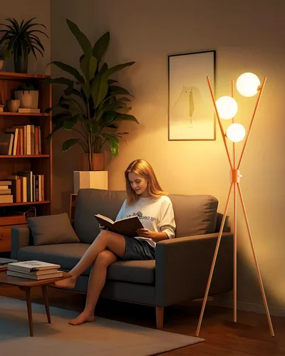 Miniatura 10 de Lightdot Lámpara de pie rosa regulable de 60 pulgadas, lámparas de pie de mediados de siglo con 3 bombillas G9 de 3000 K de color blanco cálido, 3