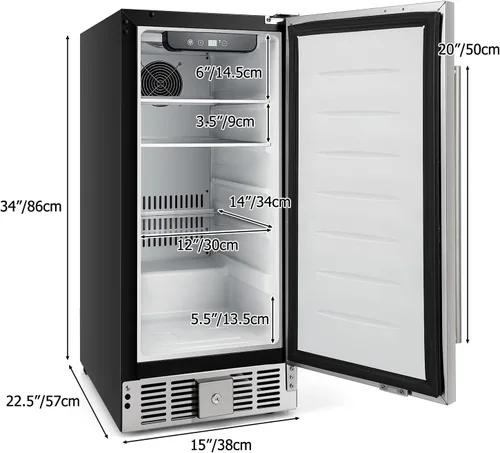 Miniatura 9 de KOTEK Refrigerador de bebidas para 115 latas, de 32 a 50 ℉, enfriador de bebidas independiente bajo mostrador con puerta de acero inoxidable