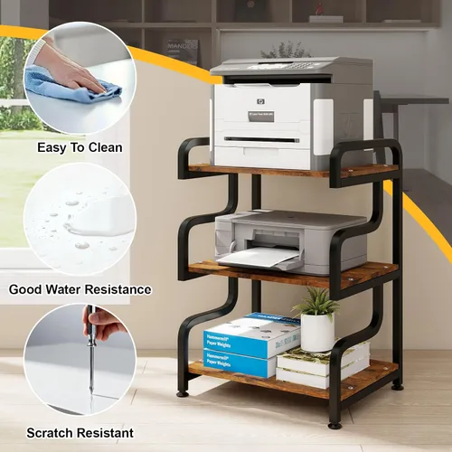 Miniatura 6 de Natwind - Soporte de impresora de 3 niveles con ruedas, carrito de almacenamiento móvil, estante de pie multiusos para reproductor multimedia