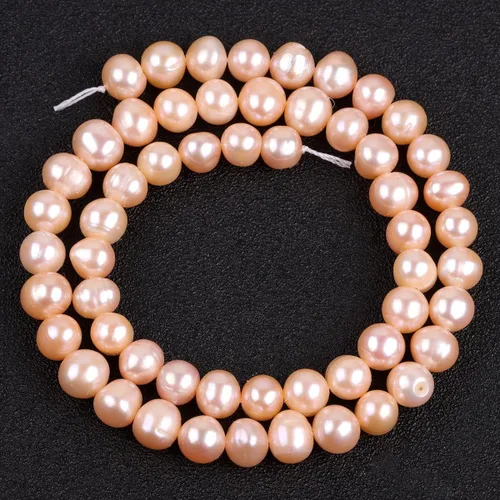 Miniatura 6 de JOE Foreman 7 – 8 mm de agua dulce perla cultivada teñido esférica Loose Beads para joyas Wholesale Beads Luz Salmón 15