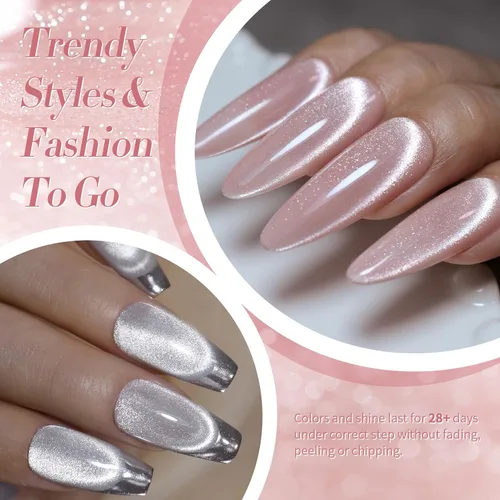 Miniatura 3 de Born Pretty Esmalte de uñas de gel de ojo de gato magnético, esmalte de gel pastel lechoso magnético azul pastel verde púrpura rosa nude plateado