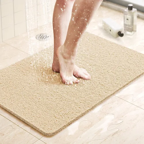 Miniatura 9 de LuxStep - Tapete de ducha, de 24 x 36 pulgadas, tapete de baño antideslizante con drenaje, tapete de baño de cloruro de polivinilo, de secado Gris