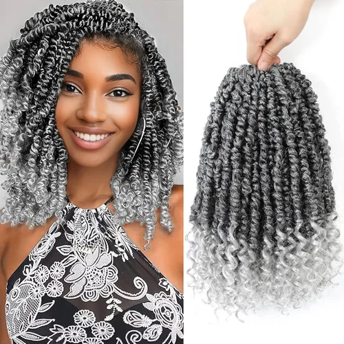 Miniatura 15 de Cabello de ganchillo Passion Twist, cabello Passion Twist pretrenzado, cabello Passion Twist de 10 pulgadas, trenzas de ganchillo cortas Passion