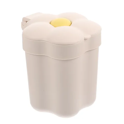 Cabilock Mini basurero de escritorio con tapa en forma de flor, cubo de basura pequeño para oficina, dormitorio, organización de mesa