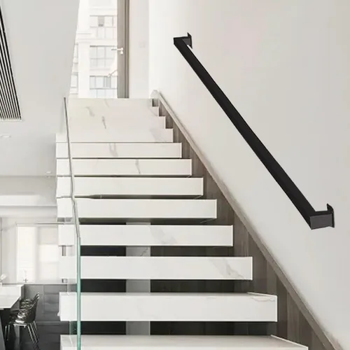Miniatura 3 de Barandilla de escalera para escaleras interiores, kit de barra de agarre moderno de 4 pies con acabado negro mate, barandillas antideslizantes