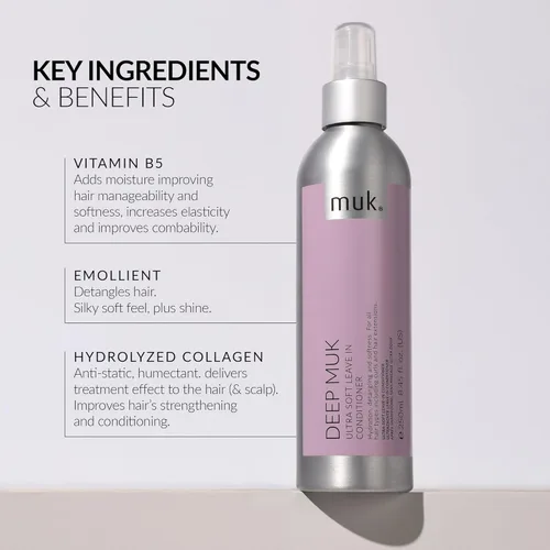 Miniatura 4 de MUK. Acondicionador para el cuidado del cabello, spray desenredante suave y sedoso, 8.5 onzas