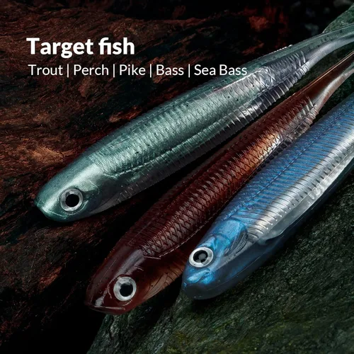 Miniatura 7 de QualyQualy Cebo de plástico suave Swimbait Paddle Tail Shad Lure Soft Bass Shad Bait Shad Minnow Paddle Tail Cebo de natación para Bass Trucha 2#