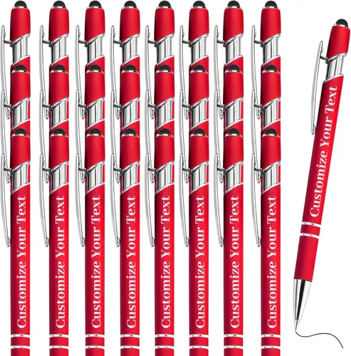 Miniatura 35 de Hasta 500 bolígrafos personalizados a granel con lápiz capacitivo, grabado, juego de bolígrafos con tu nombre, texto para mujeres de negocios