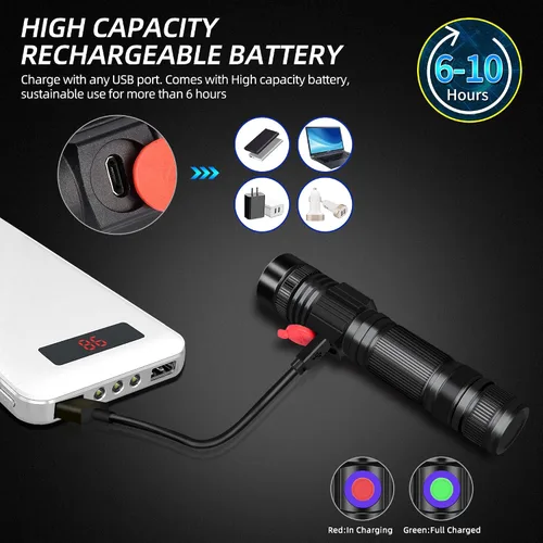 Miniatura 2 de DARKBEAM Linterna UV 365nm y 395nm Luz Negra Recargable USB, Lámpara de Wood Luz Negra Ultravioleta LED Portátil - Detector para Orina de Mascotas