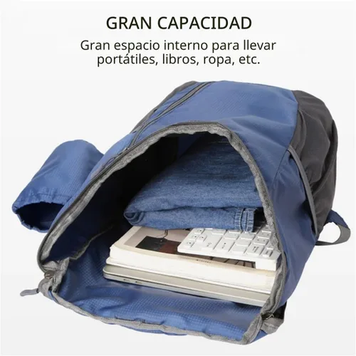 Miniatura 9 de Mochila plegable portátil, mochila plegable para montañismo, mochila ultraligera para ciclismo al aire libre, mochila de senderismo para viajes Negro