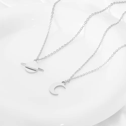 Miniatura 6 de Holy rose 2 piezas de collar de Saturno con estrella de luna, regalo para amantes de la música, regalos para cantantes, regalos inspirados