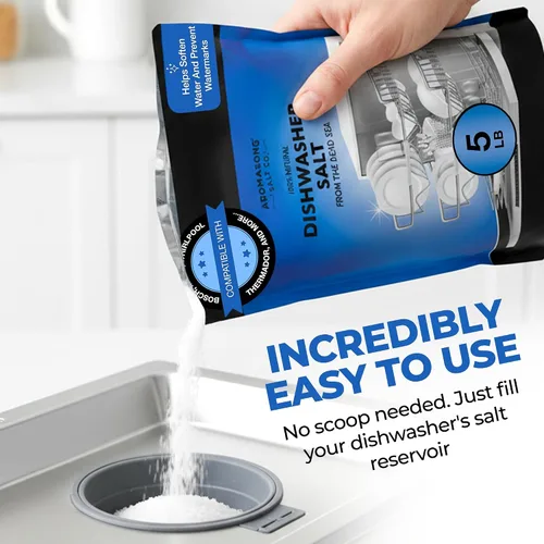 Miniatura 5 de Aromasong Sal para lavavajillas de 5 libras - Agente suavizante de agua 100% natural compatible con Bosch, Miele, Whirlpool, Thermador y más
