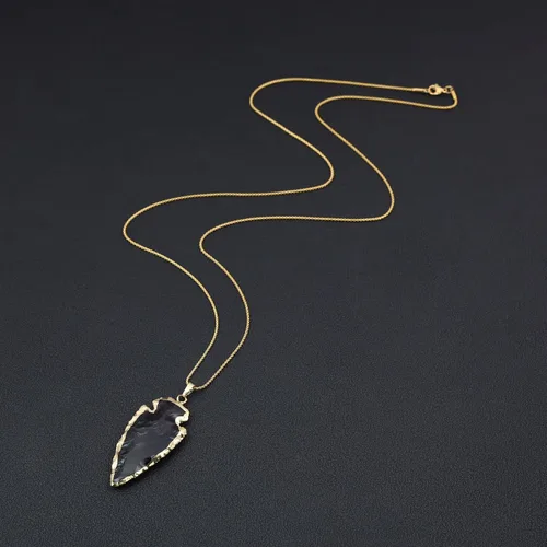 Miniatura 6 de COAI Collar de cristal crudo de obsidiana negra con punta de flecha, Piedra, Obsidiana