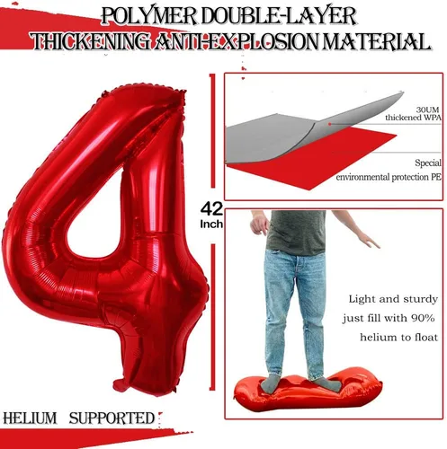Miniatura 2 de Globos GOER con número 40 para decoraciones de fiesta de cumpleaños número 40, globos de helio de aluminio jumbo de 42 pulgadas para 40º aniversario