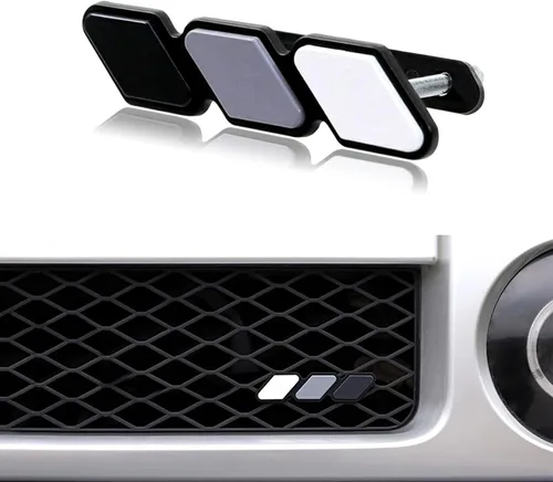 Paquete de 1 insignia decorativa para parrilla de automóvil, logotipo tricolor en forma de diamante de 4.7 x 0.98 pulgadas, letrero de malla