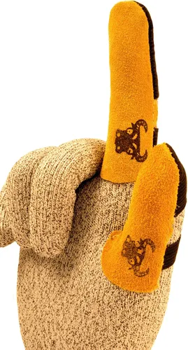 Miniatura 3 de G & F Products 8128M Protector de dedos de cuero de vaca, protección para dedos, mediano, color marrón claro, 10 piezas