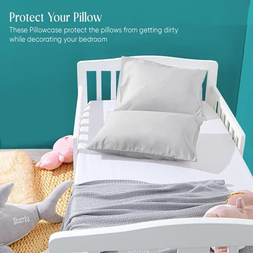 Miniatura 5 de Funda de almohada de viaje de 12 x 16 pulgadas, juego de 2 fundas de almohada para niños pequeños, 600 hilos, cierre de sobre, 100% algodón egipcio