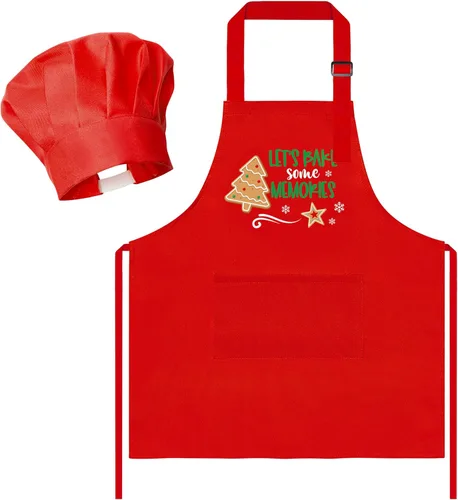 Miniatura 31 de R HORSE Juego de delantal y sombrero de chef para niños, 2 piezas, mini parrilla ajustable, delantal de cocina para niños, juego de rol, juguete