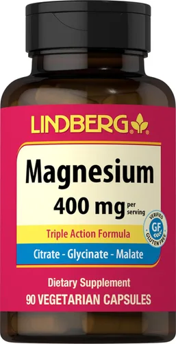 Lindberg Complejo triple de magnesio 400 mg | 90 cápsulas | como óxido de magnesio, citrato y aspartato | Suplemento para mujeres y hombres | Sin