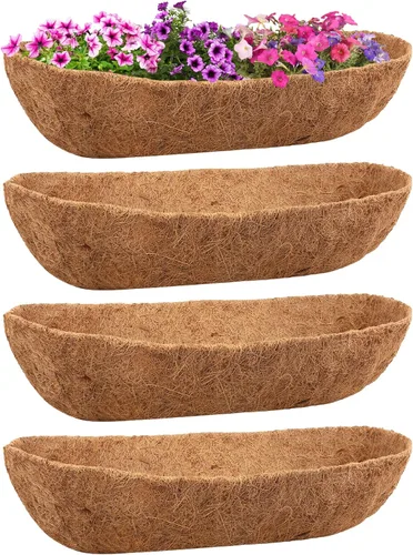 Miniatura 8 de Legigo Paquete de 2 revestimientos de coco para maceteros – 24 pulgadas para cajas de ventana de fibra de coco, revestimiento de coco para maceteros