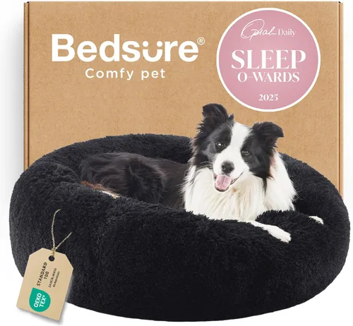 Miniatura 99 de Bedsure - Cama relajante para perro mediano, lavable, tipo dona, cama para gato, antideslizante, redonda, afelpada, mullida, de piel sintética