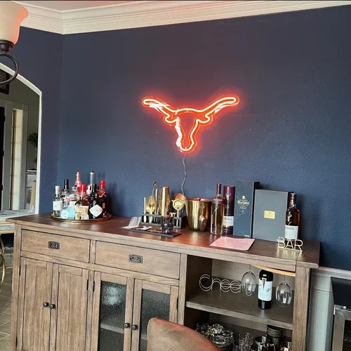 Miniatura 7 de Texas Bull - Letrero de neón para pared, atenuador remoto rojo del oeste de Texas Bull Skull LED de neón, lámpara de vaca toro alimentada por USB