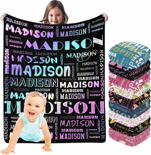 Miniatura 22 de InterestPrint Manta de bebé personalizada con nombre, lindo muñeco de nieve negro, manta personalizada con nombre para niños, niñas, niños, manta