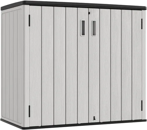 Miniatura 10 de KINYING Cobertizos de almacenamiento horizontales para exteriores, gabinete de almacenamiento para exteriores, caja de almacenamiento de Marrón