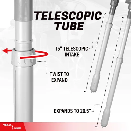 Miniatura 6 de TERA PUMP Bomba de transferencia de combustible con boquilla de control de flujo rápido y tubo telescópico y potente batería recargable, manguera