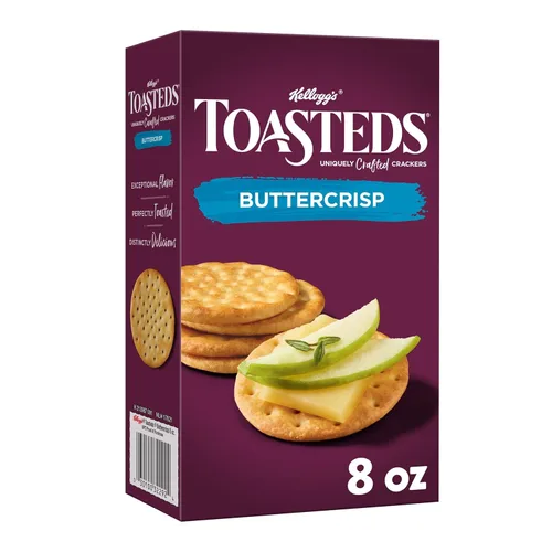 Toasteds Galletas saladas, aperitivos para fiestas, Buttercrop, caja de 8 onzas (1 caja)