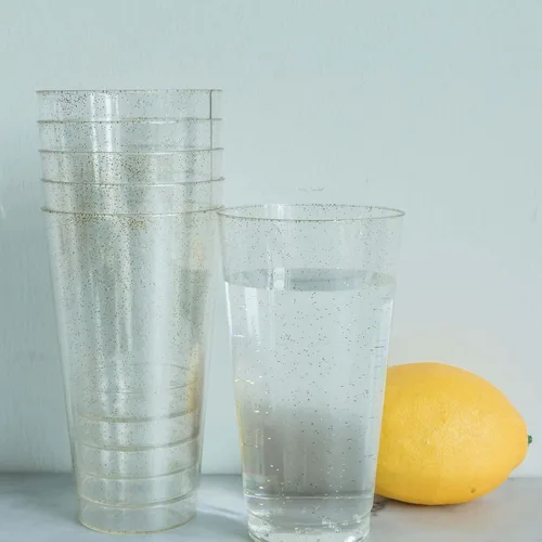 Miniatura 10 de Efavormart - Paquete de 12 vasos de plástico de 17 onzas con elegante borde dorado, vasos desechables de alta calidad para bodas, cenas de cosecha
